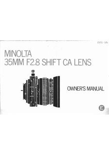 Minolta 35/2.8 manual. Camera Instructions.